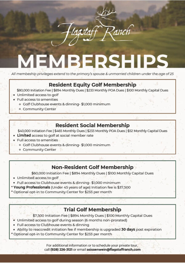 Flagstaff Ranch 2024 Memberships